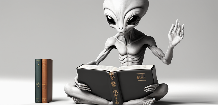 -alien-holding-the-bible-780448796